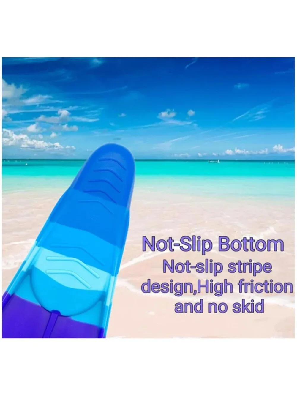 Size XXXXS (US Kids 5.5-7.5) Silicone Swimming Training Fin, non slip - Blue